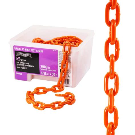 5/16 in. x 50 ft. Grade 43 Zinc Plated Steel High Test Chain, Orange